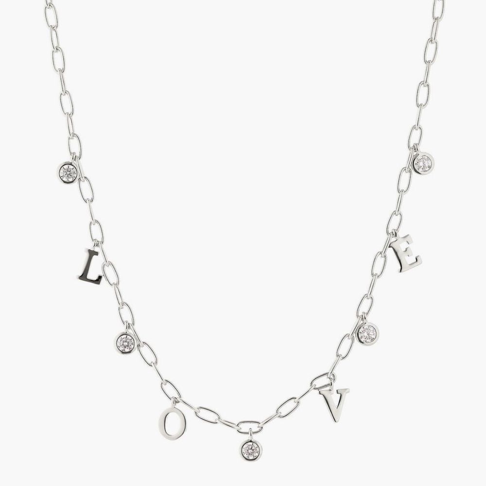Nadri Silver Love Letter Necklace